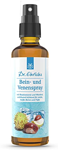 Dr. Ehrlichs Bein- und Venenspray 75 ml - Kühlspray für schwere, müde und geschwollene Beine, heiße Füße und Venenleiden -mit Rosskastanie & Menthol - Hautpflege als Spray mit Provitamin B5 - Eispray