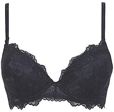 LORMAR Reggiseno Balconcino Prestige in Pizzo con Coppe B Push up Invisibili in Gel e Spalline Staccabili. Disponibile nei Colori Bianco, Nero e Noisette