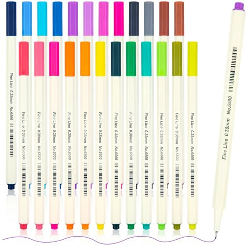 APOGO Fineliner Pens — 24 Colour No Bleed Thin Line Pen 0.38mm, Fine Liners for Bullet Journal Note, Art Supplies, Scribbles, Sketch Writing, Comics and Bible Journaling Supplies Fine Tip Point Pens