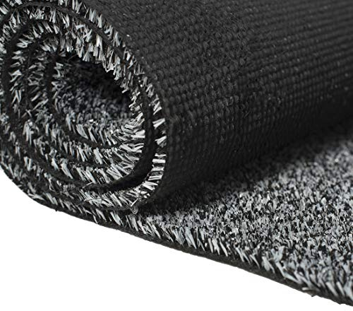 Carpeto Rugs Kunstrasen Balkon Teppich Wasserfest - Kunstrassenteppich Outdoor - Rasenteppich Balkon Meterware - Kunstgras Balkonteppich - Grau Schwarz - 200 x 110 cm