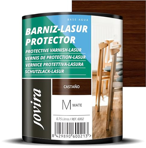 JOVIRA PINTURAS Vernice - Lasur protettiva opaca a base d'acqua. Protegge, decora e impreziosisce tutti i tipi di legno. (750 Millilitri, Castagno). D-19
