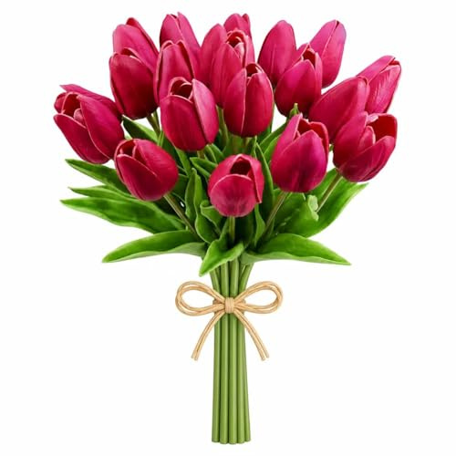 Mandy's Lot de 20 tulipes artificielles en soie Rose vif 34,3 cm