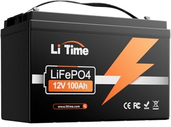 LiTime Batteria Litio 12V 100Ah, Batteria Lifepo4 12V con BMS 100A Fino a 15000 Cicli e 10 Anni Di Durata, Batterie Lifepo4 100Ah per Caravan, Camper, Alimentazione Di Riserva, Barche, Trolling Motors