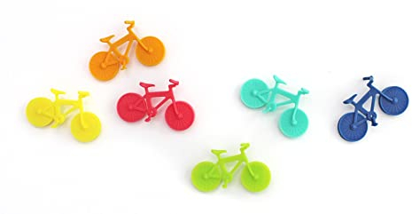 Winkee - Fahrrad Glasmarker 6er Set | Coole Glasmarkierer für Trinkgläser | Party Weinglas Marker | Markierer an Glasrand | Lustiges Geschenk für Party, Weihnachten, Geburtstag, Valentinstag