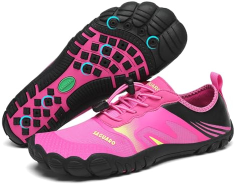 SAGUARO Badskor dam aquaskor herr slip-on andas snabbtorkande vattenskor utomhus sommar unisex, Purpurröd, 41 EU