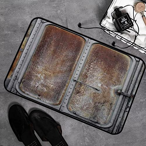 GOSUNA Memory Foam Badezimmer- 40 x 60 cm,Industrial Vintage Railway Container Door Metal Old Locomotive Transport Iron Power,Badteppich Saugfähige Rutschfester Badvorleger Waschbar Badematte