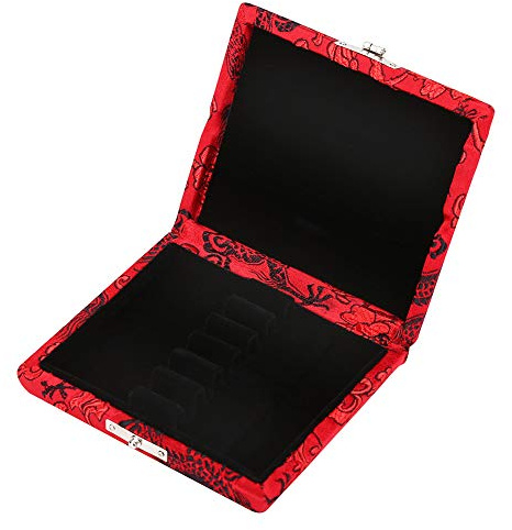 Compact Oboe Reeds Storage Case Wooden Material with Soft Fabric Inner Wooden Oboe Reeds Case for 6pcs Oboe Reeds Protects Reeds From Collision (Red)