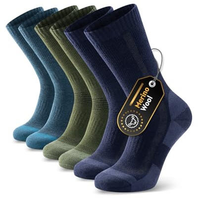 Ruixue Merino Wandersocken Herren & Damen, Outdoor Socken Trekkingsocken, Merinowolle Sportsocken Laufsocken Sneakersocken für Herren, Damen & Kinder[3 Paar]