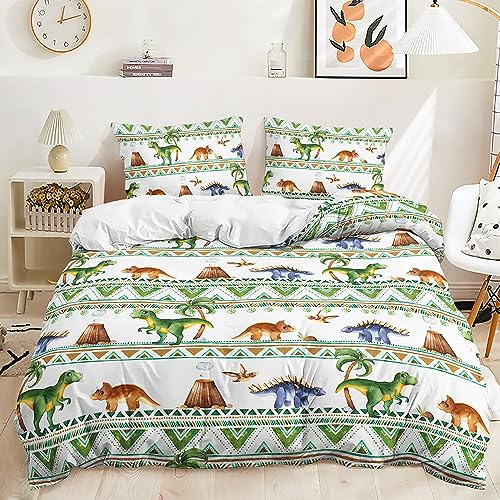 Lunoroey Dinosaur Duvet Cover King Size Cartoon Dino Bedding Set Kids Boys Bedroom Decorative Comforter Cover Set Quilt Cover