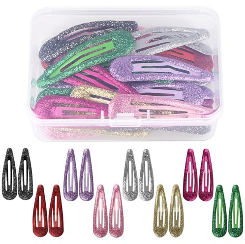 32 fermagli per capelli con paillette, colorati e antiscivolo, in metallo, fermagli sparkly bangs, accessori per acconciature per bambine e donne, lunghezza 4,8 cm, 8 colori