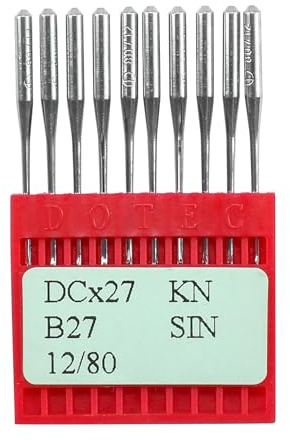 BLOOY - DCX27 DOTEC Needles for Industrial Overlock Sewing Machines 81X1, B27, My 1023, UY191 (Pack of 100 PCS) (Size 12 (80))