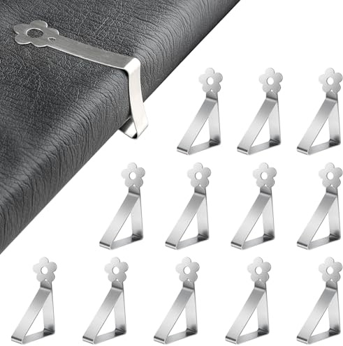 GlasFlength Sujeta Manteles de Mesa Ajustable, 12 Piezas Pinzas para Mantel de Exterior Acero Inoxidable Pinzas Mantel Exterior Pinzas Sujeta Manteles para Jardín Cocina Oficina Boda Fiesta (Flor)