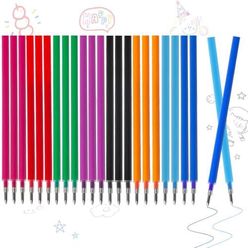 24 penne gel per inchiostro cancellabili, mine compatibili con ricariche Legami, altezza 13 cm, punta 0,7 mm, ricariche con rotolo di inchiostro cancellabile, 9 colori