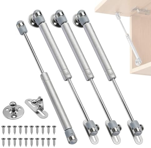 Amortiguadores de Gas Hidráulicos de 100N, 4 Piezas, Amortiguadores para Muebles, Apto para Puertas de Armarios, Puertas de Madera y Armarios de Cocina, Cierre Suave y Silencioso
