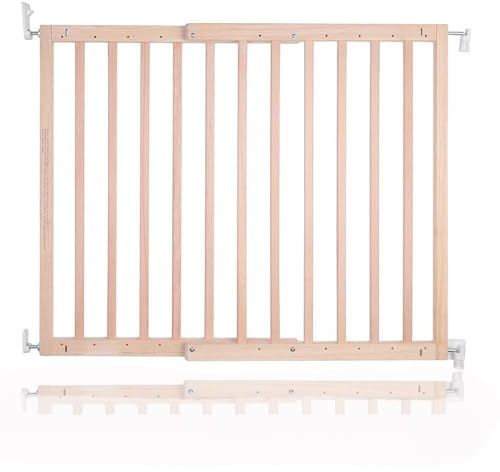 Safetots Top of The Stairs Screw Fitted Stair Gate, Natural Wooden, 63.5cm - 105.5cm, Wood Baby Gate, Screw Fit Safety Barrier, Stylish and Practical Safety Gate