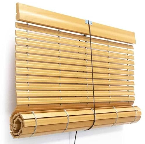 Persiana Alicantina A Medida de Madera Natural Barnizado | Freno y Polea Metálicos | PERTONI TENDE (Ancho 100cm x 220cm Largo)