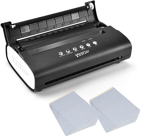 Bestauty Transferencia para Tatuajes Impresora Stencil Tattoo Set Máquina de Stencil Térmico con 20 Hojas de Transferencia para Tatuajes, Máquina de Tatuajes Negro