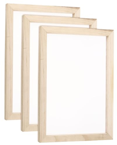QUARKZMAN 3 Stück Siebdruckrahmen, 40x30 cm Holz mit 160er weißem Netz für DIY-Siebdruckprojekte