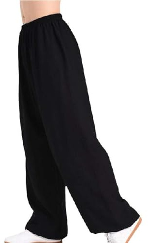 Generisch Tai-Chi-Hosen Bequem Kampfsport Taiji Training Hose Chinesische Kampfkunst Tai Chi Kung Fu Qigong Shaolin Weite Beine Knickerbocker Graziöse Uniform für Damen Herren,E,L