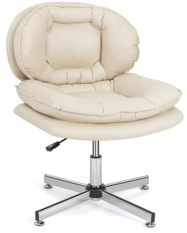 GIANTEX Sedia da ufficio, girevole a 360°, con piedistallo a croce, regolabile in altezza, senza ruote, ergonomica, portata massima: 150 kg