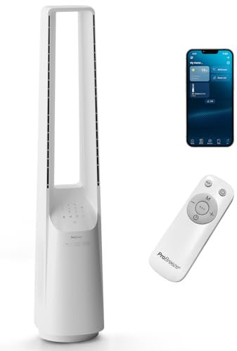 Pro Breeze OmniAir Ventilateur Colonne Purificateur d'Air, Ventilateur Sans Pale 105cm Silencieux, Tour avec Filtre HEPA, Wi-Fi, Télécommande, 10 Vitesses, Oscillation 75°, Ventilateur Sans Lame