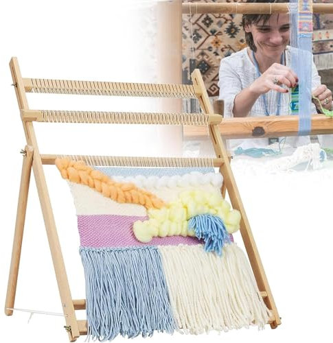 Stor Vävvävstol - 64 X 49 Cm Multi-Craft Extra Large Lap Frame Vävstolar Vävsats Gör-det-själv-vävvävset, Justerbar Handvävning Stickvävsats För Vuxna Nybörjare