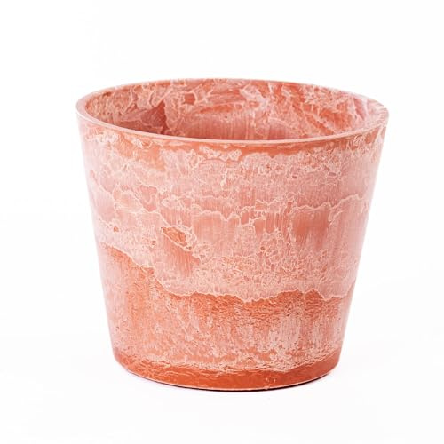 Garden Gear Caesar Marble Effect Plastic Planter in Terracotta, Frost & Weather Resistant with Pre-Drilled Drainage Holes (41cm Pot x1)