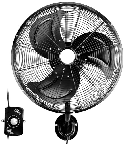 HDSDVNON Ventilador oscilante de Pared Industrial de 18 Pulgadas: Flujo de Aire de Alta Intensidad de 4592 CFM, Motor de 3 velocidades y aspas de Aluminio.