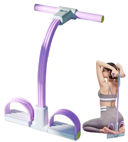 Corde De Tension Multifonction - Corde De Résistance À Pédale | Équipement D'exercice Pour Abdominaux À Pédale Avec 6 Tubes | Appareil De Fitness Rechargeable Pour Abdominaux, Bras Et Jambes (Violet)