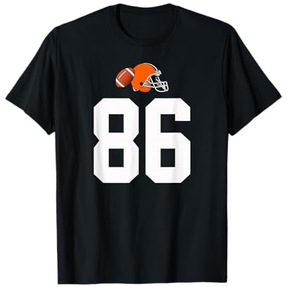 Americano Fútbol Casco Estilo Vintage Número 86 Camiseta