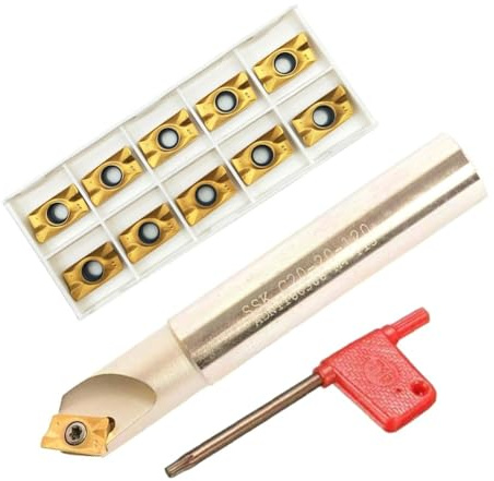 Skärfräs C20-20-120L med 10 st. APMT1604PDER-vändskärplattor, 45° fasfräs, hållardiameter 20 mm, total längd 120 mm, för CNC-bearbetning, enkelt byte med skiftnyckel