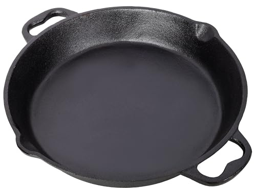 KoreJetMetal 17 inch Pre-Seasoned Cast Iron Skillet with Dual Assist Handles, Heavy Duty Cast Iron Pan for Grill, Stovetop & Induction, Oven Safe Cookware