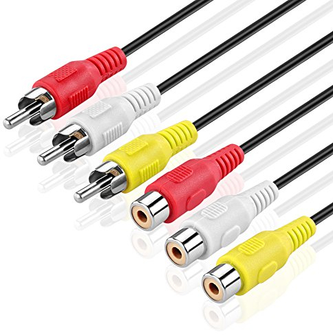 TNP Cavo di Prolunga RCA (182 cm) - Adattatore Audio Video Composito 3RCA Doppio Connettore Jack Amplificatori Stereo da Maschio a Femmina Rosso/Bianco 2 Canali Lettori DVD e TV PC Desktop Laptop