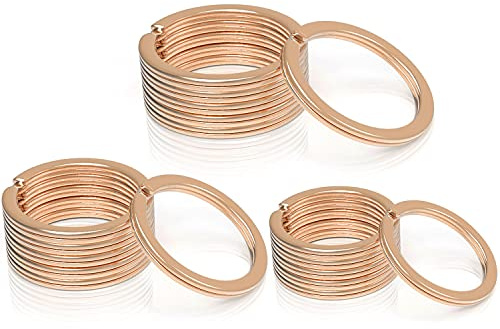Gimars 30PCS Porte-Clés Anneaux Ronds Or Rose en 304 Acier inoxydable | Rond à Bords Solide pour Clé de Voiture Maison,Arts,Artisanat,Lanières Organisation,3 Tailles Différentes 20/25/30mm