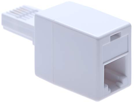 BT Telephone Line Cable Adapter from RJ11 Socket Female Jack to BS6312 431A Male Plug | British UK Modular Standard Connector to 6P4C for RJ11 universal lead | 4 Wire Converter | White