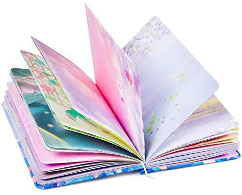 PU-Leder Notizbücher Tagebuch, buntes leeres Tagebuch für Frauen Mädchen, Gebundene Ausgabe schönes Tagebuch, Kunst-Skizzenbuch, Geschenk für Frauen Mädchen, 258 Seiten( deep blue & Monn )