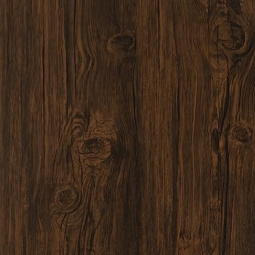 Abyssaly Sticky Back Plastic Wood Effect Vinyl Wrap Self Adhesive Wallpaper Dark Brown 40cm X 300cm Decorative Furniture Table Shelf Counter Wall Oak Furniture Stickers