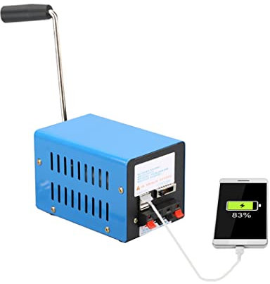 QINGDONGDZA Generador De Energía De Emergencia Inconsciente, Generador De Mano USB De Alta Potencia Portátil, Cargador De Mano Azul, Adecuado para Cargar Teléfonos Móviles En Ambientes Oscuros