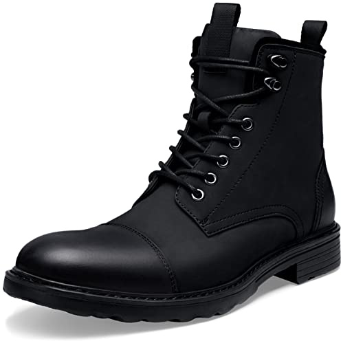 Vostey Mens Motorcycle Boots With Side Zipper Dress Boot 8033A Black 10.5