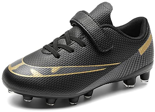 ASOCO DREAM Fußballschuhe Kinder Jungen Mädchen Low-top Stollen Spikes Cleats Outdoor Athletics Trainingsschuhe Sportliche Fussballschuhe,Schwarz,33 EU