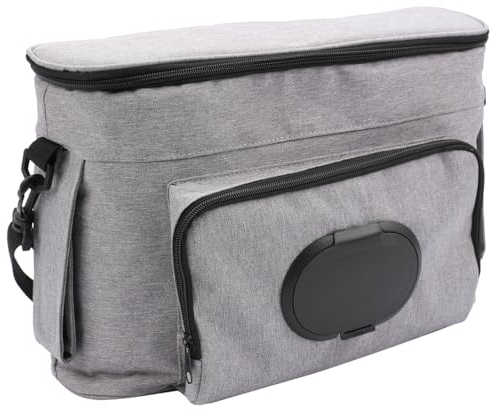 Babyruf Kinderwagen Organizer BO 300 | Kinderwagen Zubehör | Wickeltasche | Babytasche | Windeltasche | Isolierte Flaschenhalter | Wasserabweisend | Praktische Innenaufteilung | 36x12x24cm | Grau