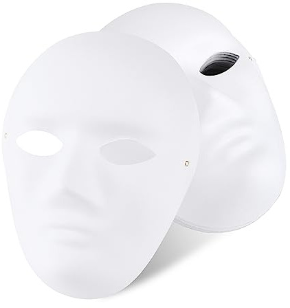 JSMTKJ 10 Pezzi Maschera Verniciata Della Mascherina Maschere Maschera di Carta Bianca per Carnevale, Cosplay, Halloween Party(9,64 x 7,08 pollici)