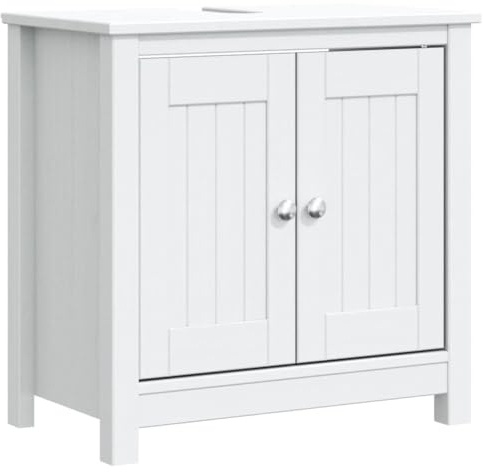 vidaXL Tvättställsskåp BERG vit 60x34x59 cm massiv furu