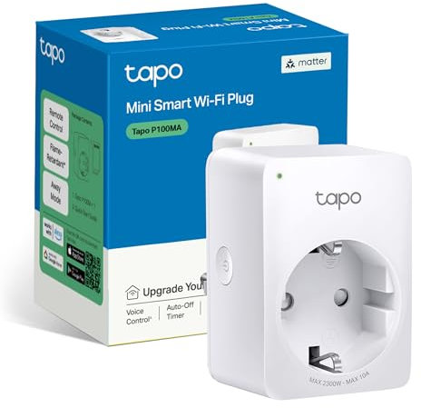 Tapo Matter Prise Connectée WiFi, Prise Intelligente Compatible avec Alexa, 10A Type F, Contrôler Le radiateur, la cafetière, la Lampe à Distance, Tapo P100MA