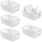 KiKiHong 5Pcs Aufbewahrungsboxen mit Griffen,Weiße Aufbewahrungsbox 30 x 20 x 12 cm,Groß Aufbewahrungskorb Stapelbarer geeignet für Küche,Badezimmer,Kleiderschrank,Büro