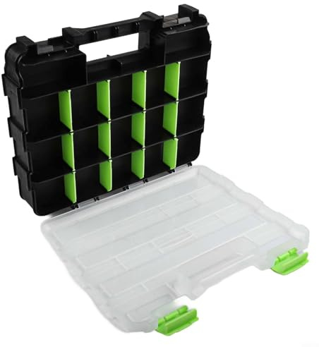 Caja de almacenamiento de herramientas ajustable con 34 compartimentos para un fácil acceso a los componentes de hardware