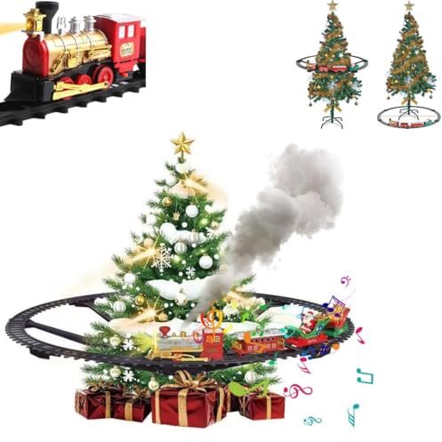 Hanging Christmas Train Set,Under The Christmas Tree Trains Toy Set, Train for C hristmas Tree with Light/Spray/Sound/Music,Indoor C hristmas Trains Decor for Families