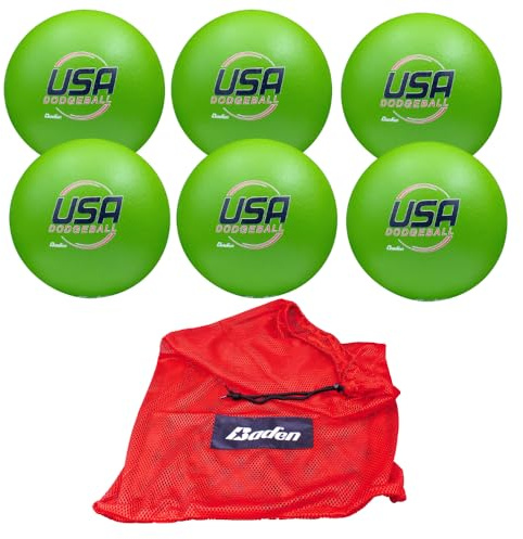 Baden | 7 inch Foam Dodgeball | Official Ball of USA Dodgeball | Durable Non-Sting Coated Surface for Grip and Ball Spin | Single or 6-Pack Options (1, Green)