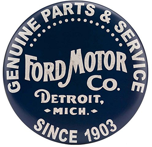 Ford Genuine Parts and Service Round Metal Button Sign - Vintage Ford Sign for Garage or Man Cave