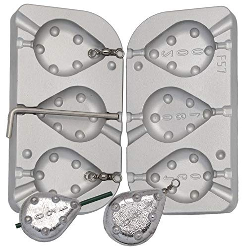 Fishing4U - Stampo per piombi da pesca, 2 in 1, 160-180-200 g, per carta/pesce, piatto, mare